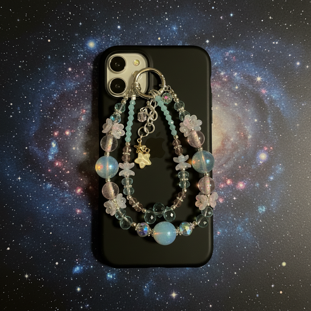 Celestial Beaded Charm on Phone Case
