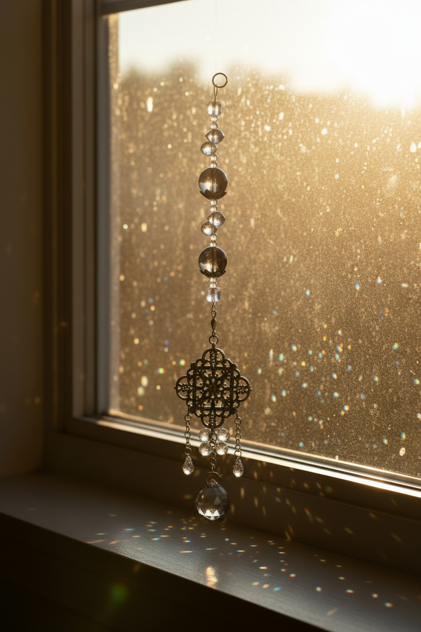 Dark Crystal Dangle in Clean Sunny Window