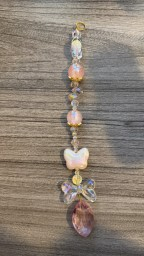 Peach & Cream Butterfly Crystal Suncatcher & Car Dangle