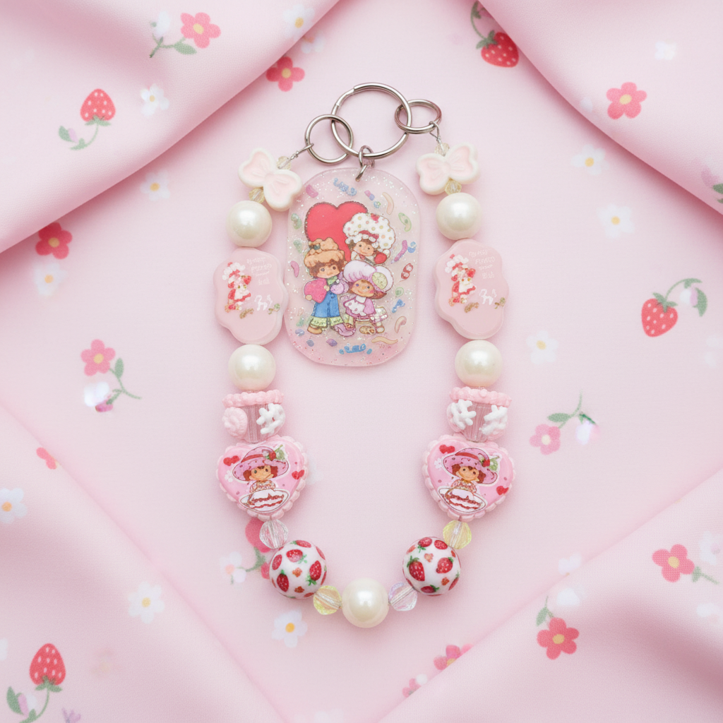 Strawberry Shortcake Keychain Flat Lay